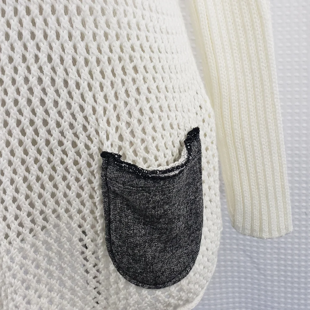 Soft Surroundings Sweater Boulevard Open Knit Sweater Ivory size Small Beachy